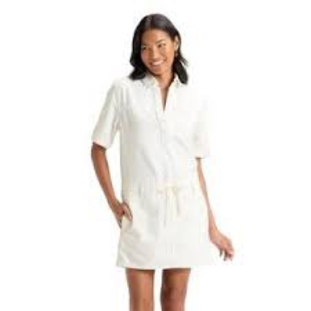 Universal Thread™ Women's Short Sleeve Drop Waist Drawstring Mini Dress - White